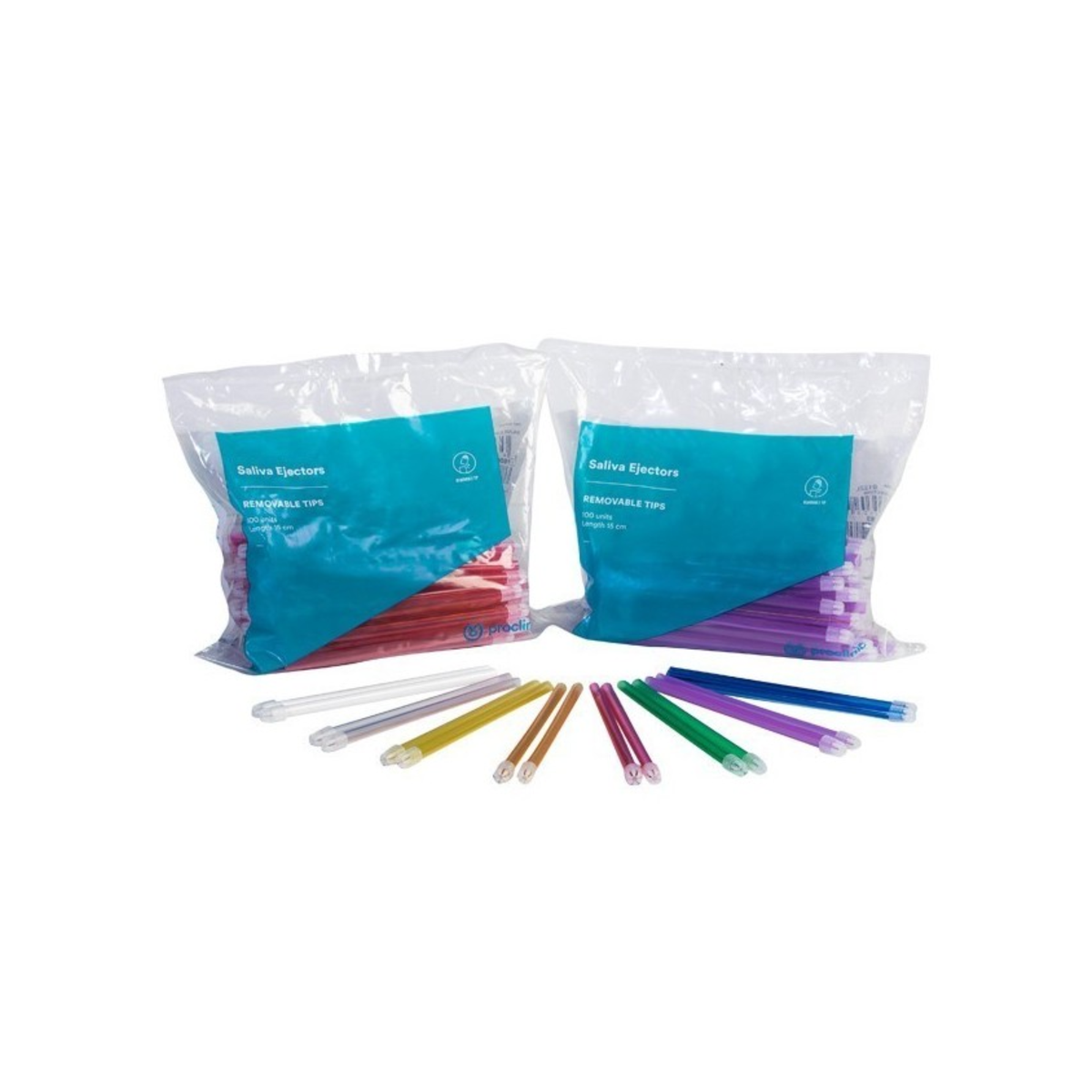 100 Pompes à salive - plusieurs coloris - 15 cm - Proclinic - My Médical