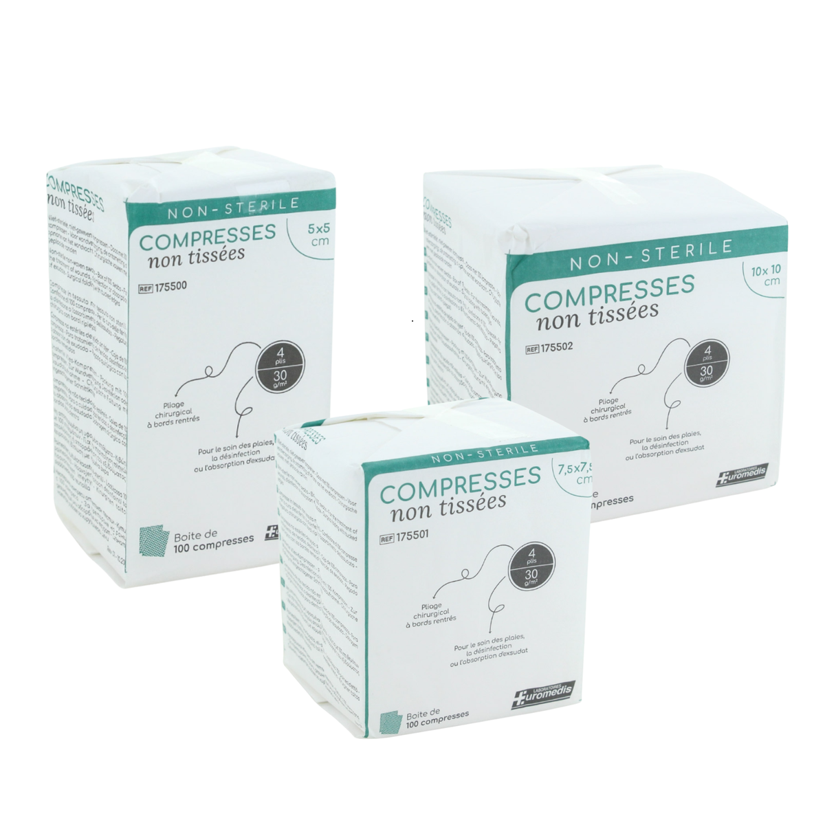 Compresse non-tissée non stérile - 30g/m2 - Euromédis