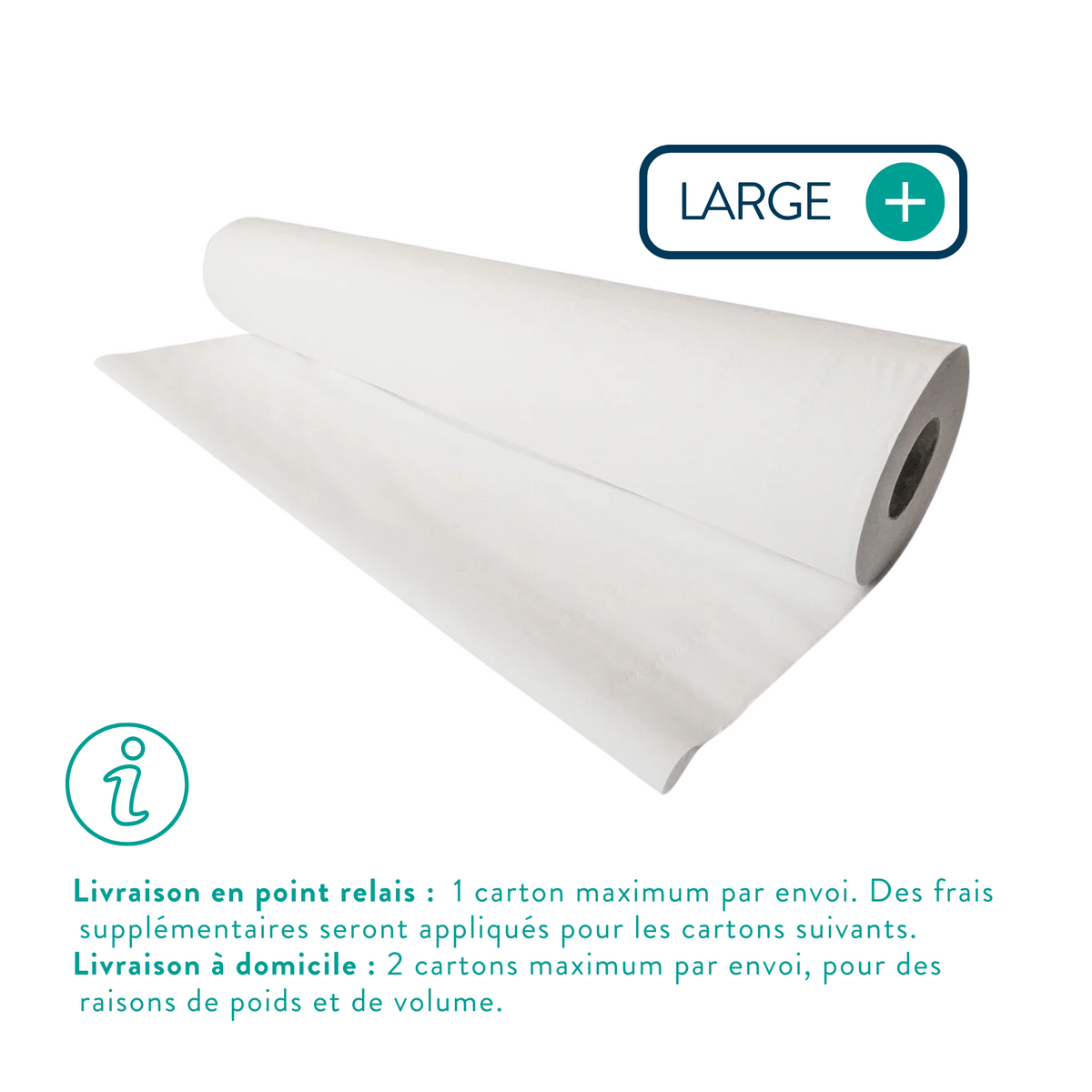 6 rouleaux Draps d'examen Larges blancs lisses - 142 formats - 60 x 38 cm - My Médical