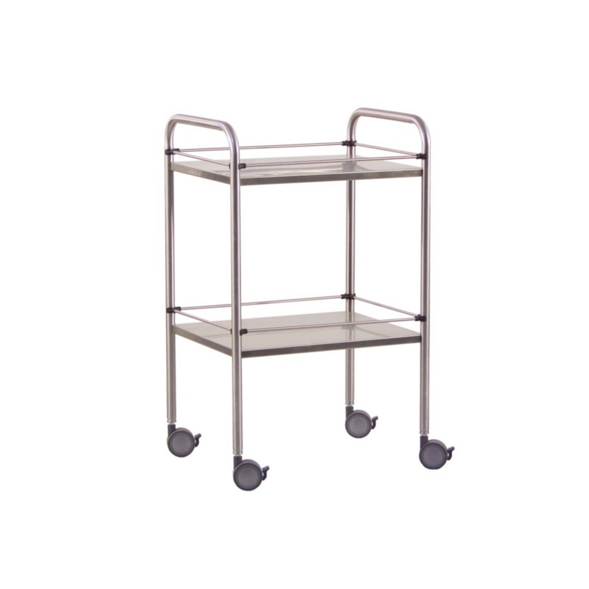 Guéridon en inox - 2 plateaux -  90 x 55 x 80 cm - Galeries amovibles
