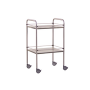 Guéridon en inox - 2 plateaux - 60 x 40 x 80 cm - Galeries amovibles