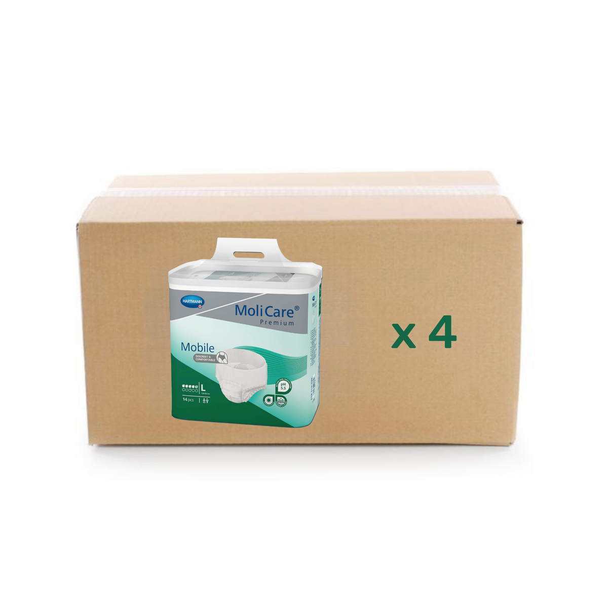 Slip Molicare Premium Mobile - 5 gouttes - L - carton 4x14U - Hartmann