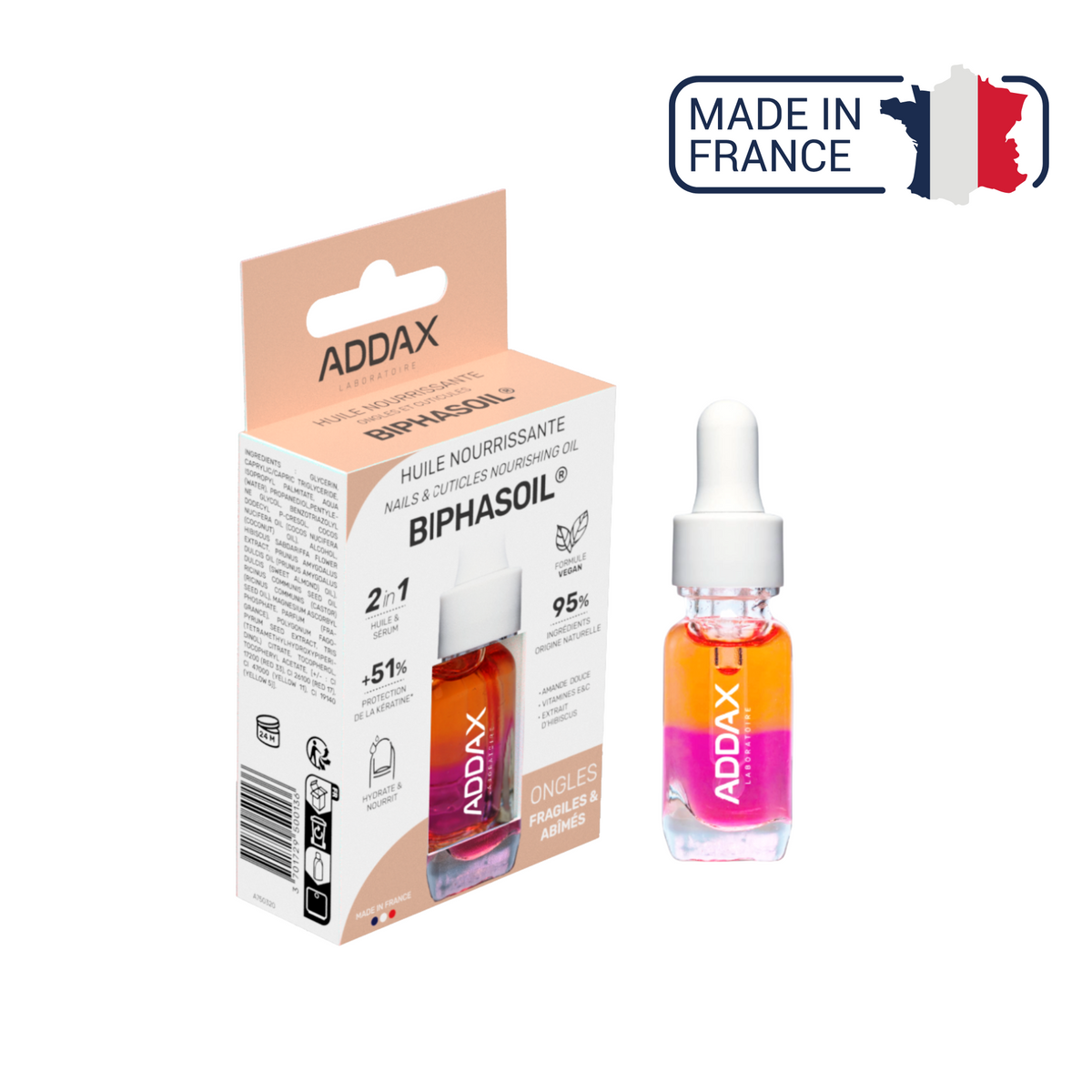 BIPHASOIL® - Sérum nourrissant 2 en 1 Ongles et Cuticules - 11 ml - Laboratoire Addax Laboratoire Addax 
