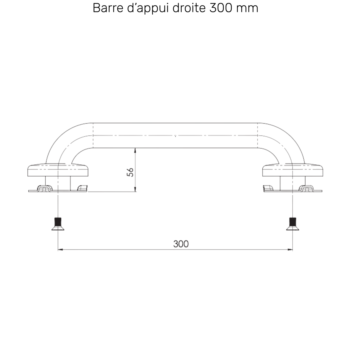 Barra de apoyo epoxi blanca - 3 dimensiones - AKW