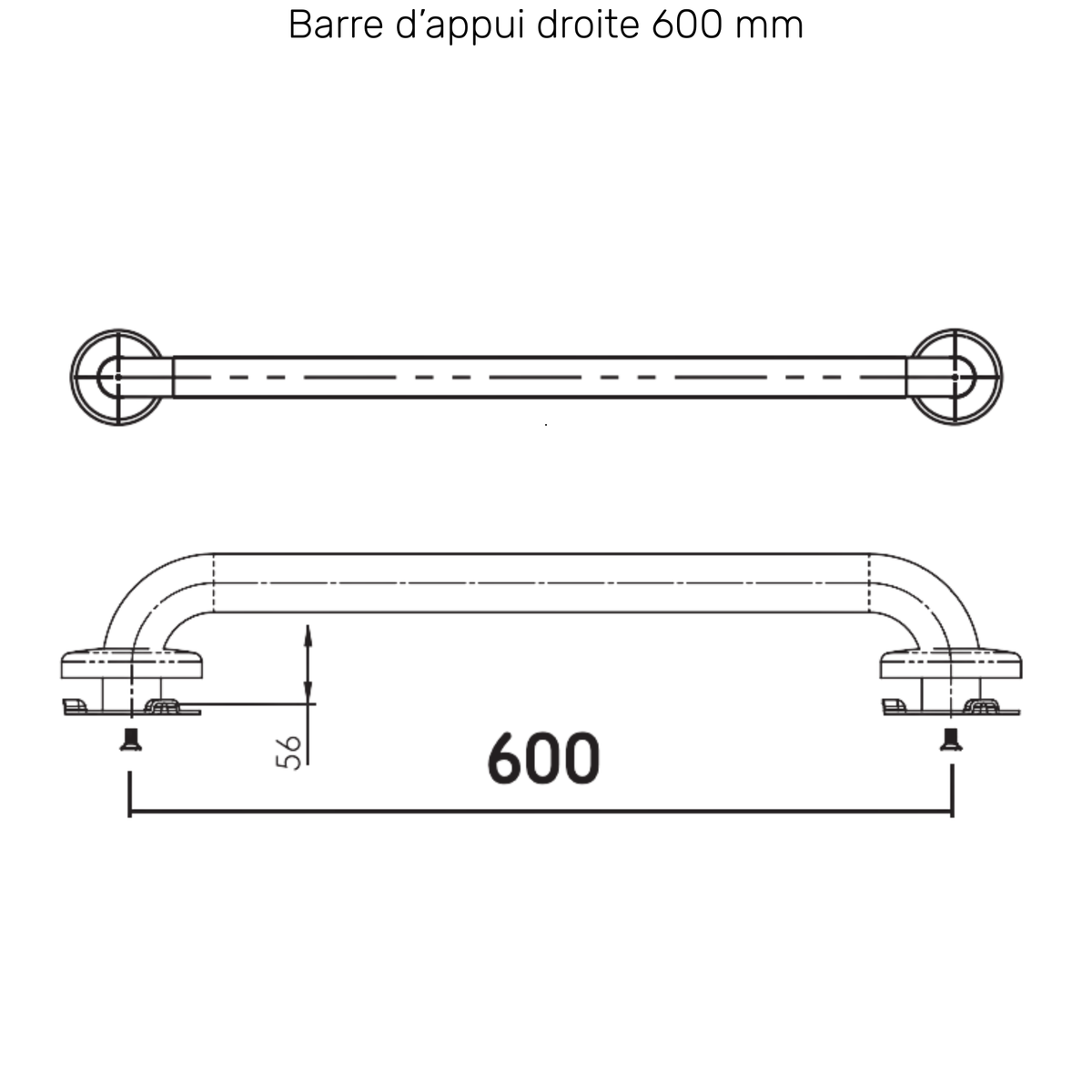 Barra de apoyo epoxi blanca - 3 dimensiones - AKW