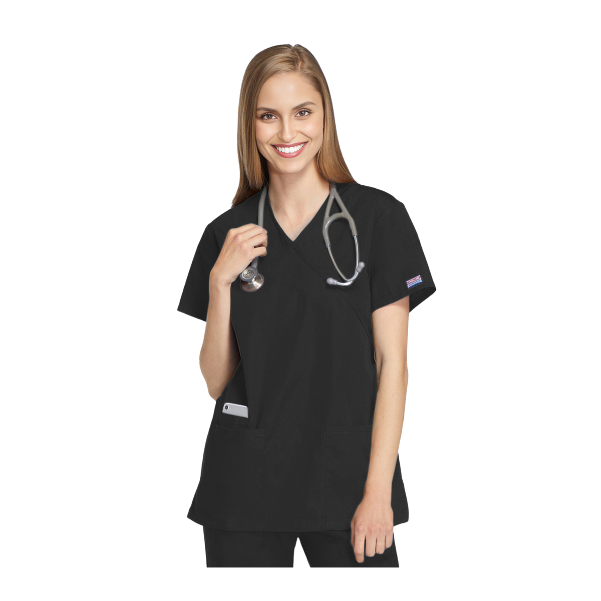 Bayonne - Tunique médicale - Effet cache-coeur  - Manches courtes - Femme - 72 cm - Cherokee - My Médical