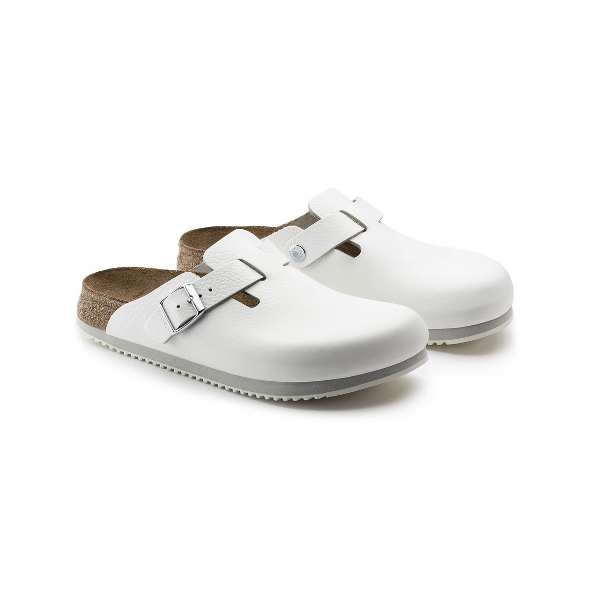 Boston Super Grip - Sabot Cuir naturel - Birkenstock Birkenstock  Blanc-Étroite-48