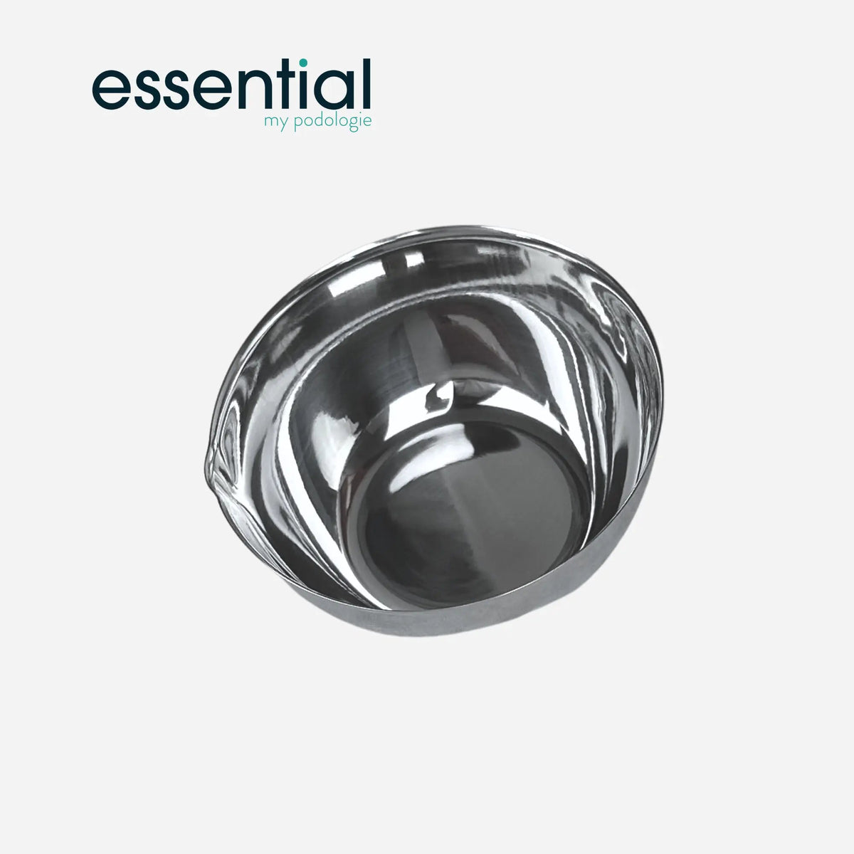 Cupule avec bec et fond plat - Inox - 6 dimensions - Essential by My Podologie Essential  300-ml-D-105mm-H-50mm