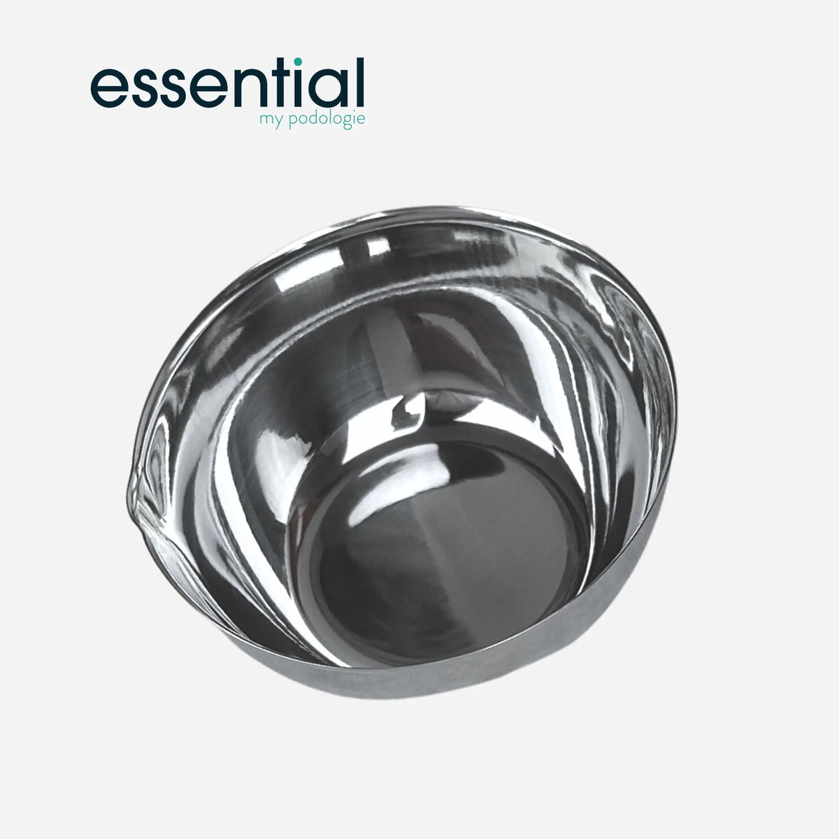 Cupule avec bec et fond plat - Inox - 6 dimensions - Essential by My Podologie Essential  500-ml-D-123mm-H-60mm