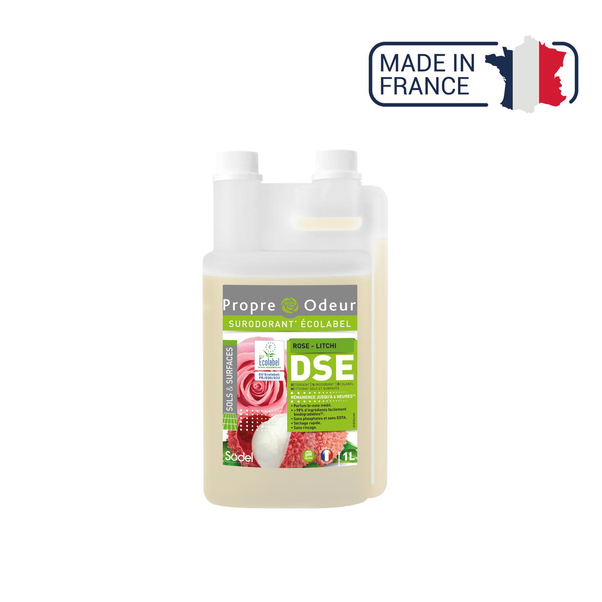 DSE - Détergent Surodorant Ecolabel - 3 parfums - 1L ou 5L - Sodel Exeol 