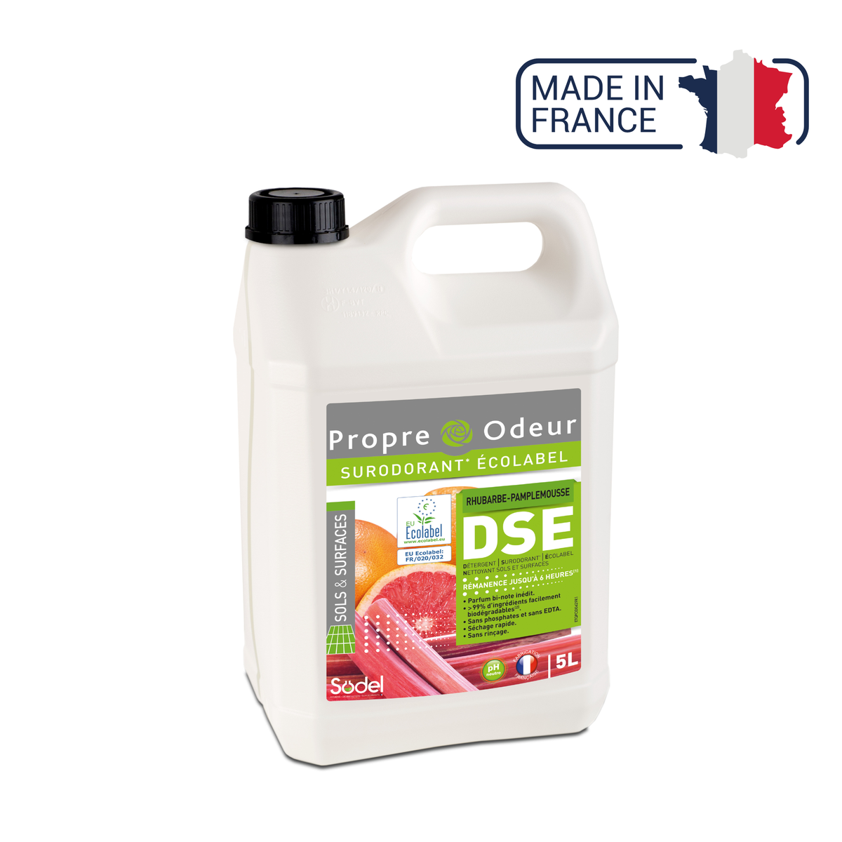 DSE - Détergent Surodorant Ecolabel - 3 parfums - 1L ou 5L - Sodel Exeol 