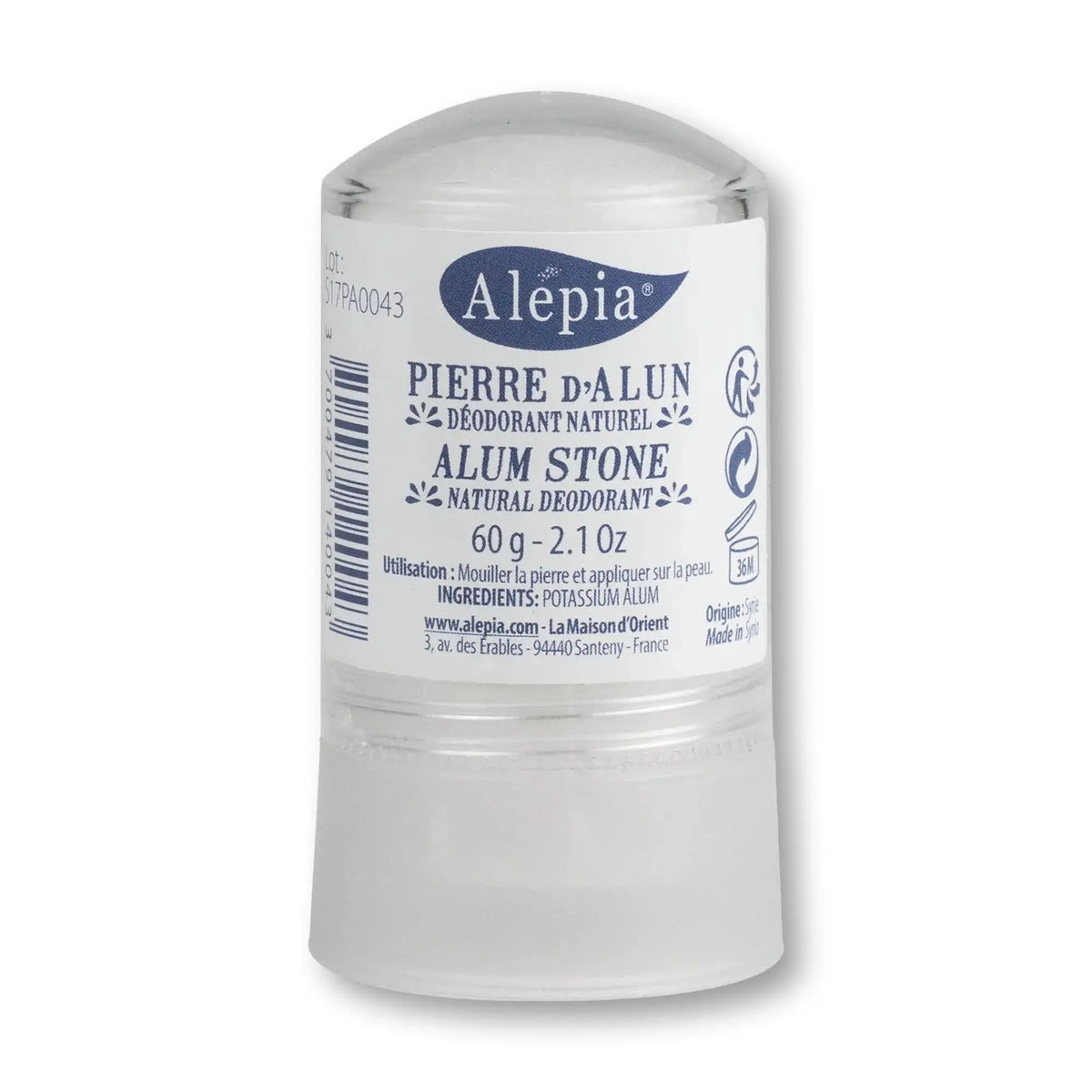Déodorant naturel à la pierre d'alun - Stick 60 g - Alépia - My Médical