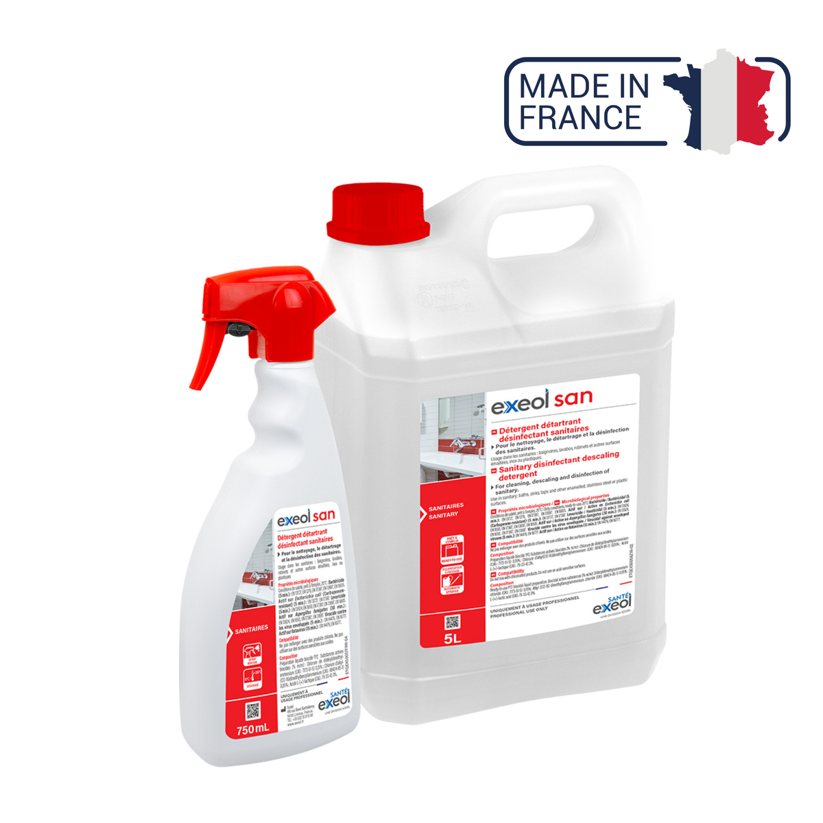 Détartrant désinfectant sanitaires - Exeol San - Sodel - My Médical