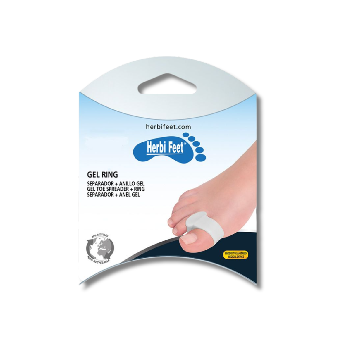 Écarteur d'orteils avec anneaux de gel incorporé - 2 tailles disponibles - Herbifeet - My Médical