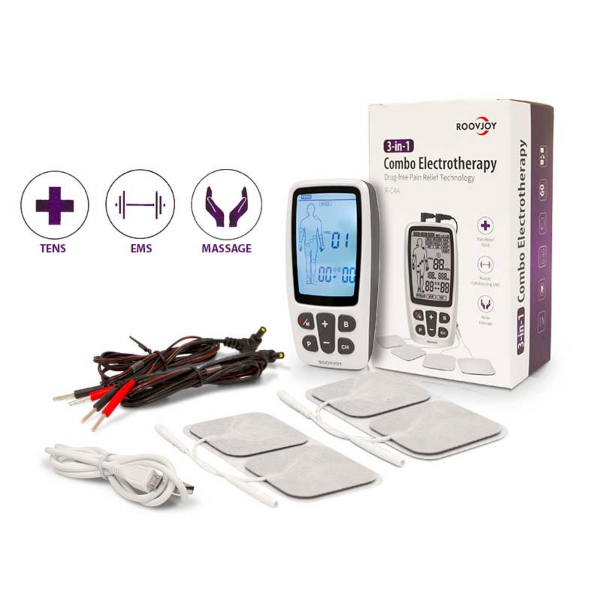 Électrostimulateur - Tens/Ems/Massage - 2 canaux - 60 programmes - My Médical
