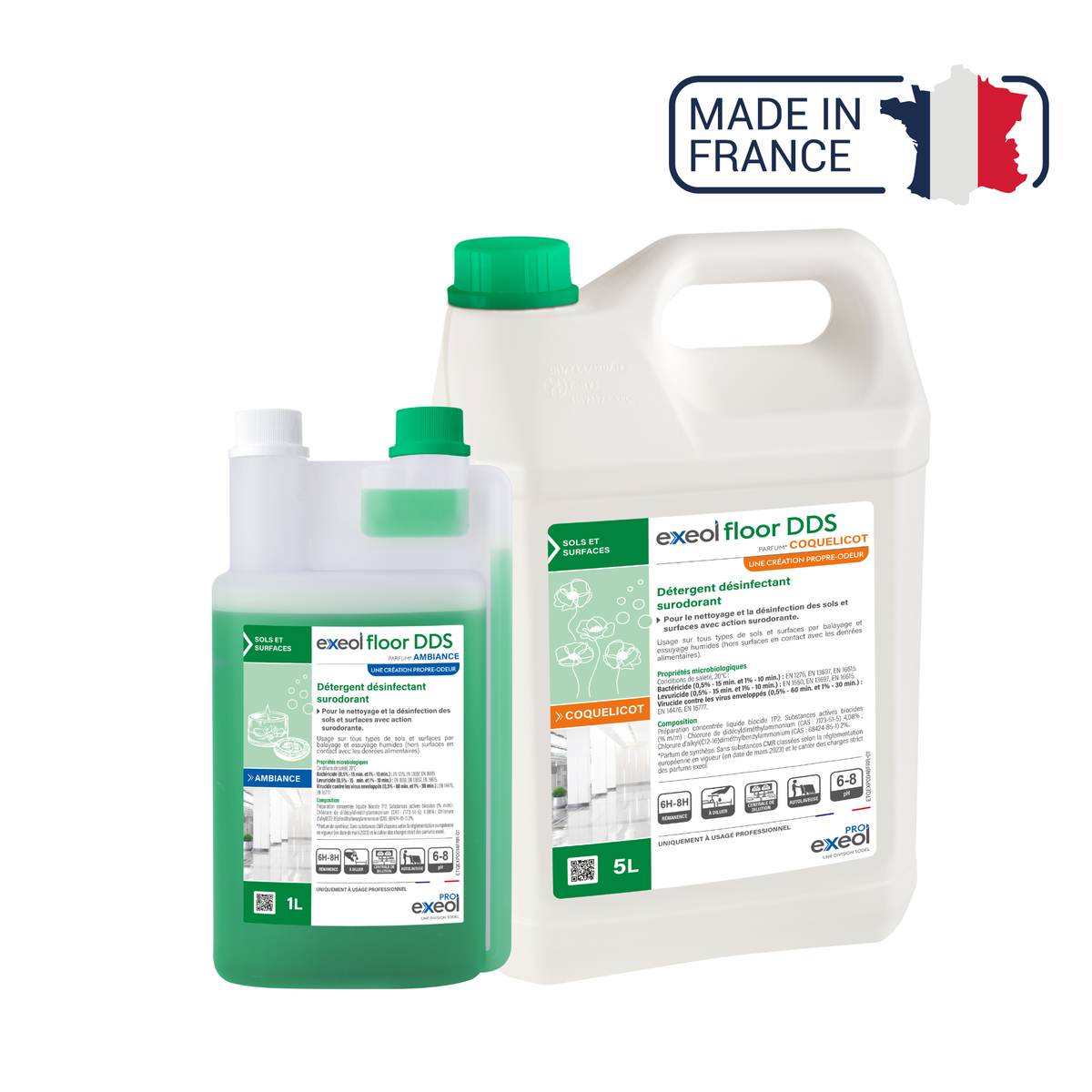 Exeol Floor DDS - Détergent désinfectant surodorant sols et surfaces - Sodel Exeol 