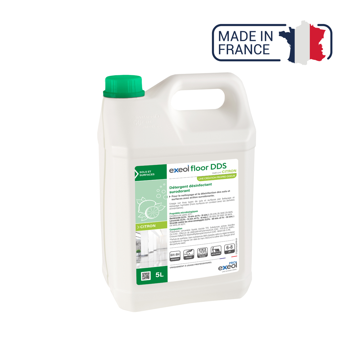 Exeol Floor DDS - Détergent désinfectant surodorant sols et surfaces - Sodel Exeol 