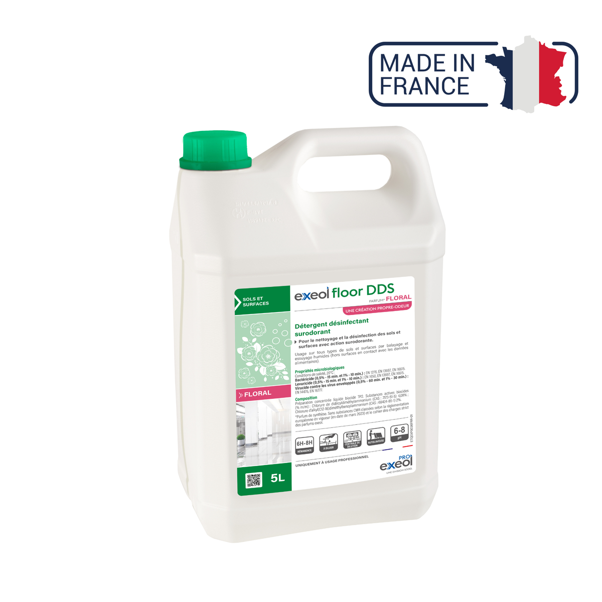 Exeol Floor DDS - Détergent désinfectant surodorant sols et surfaces - Sodel Exeol 