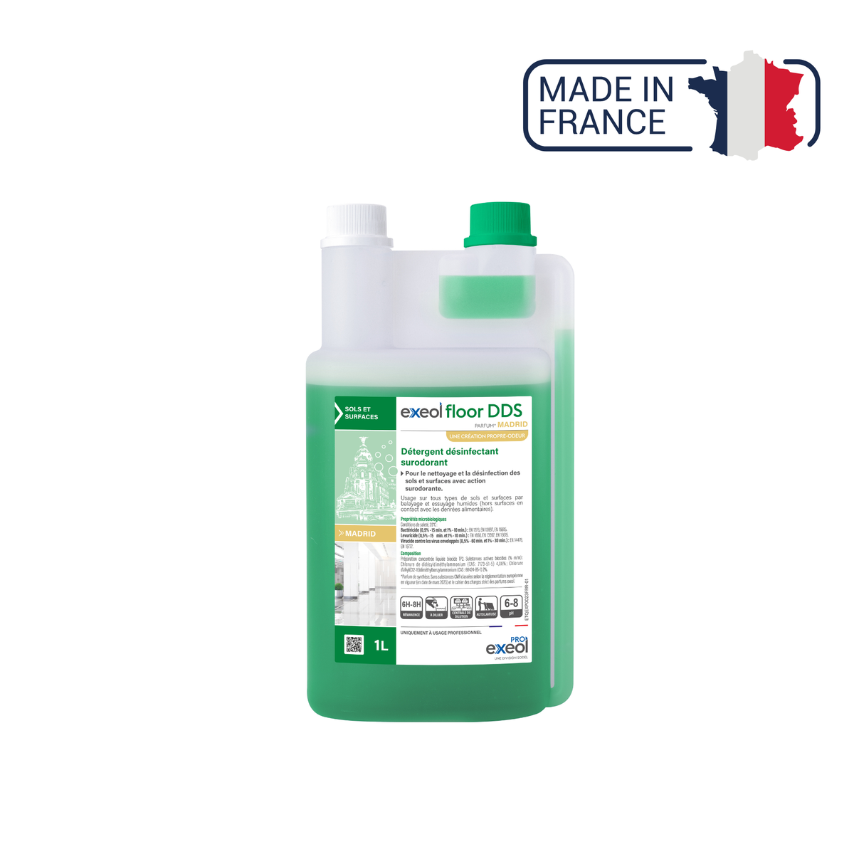 Exeol Floor DDS - Détergent désinfectant surodorant sols et surfaces - Sodel Exeol 