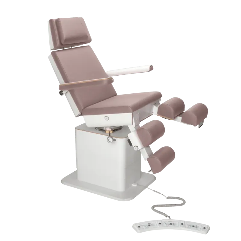 Fauteuil de pédicurie - MOON - Relevage électrique - Filaire - Ruck My Podologie  Taupe-3-moteurs-2-Blanc