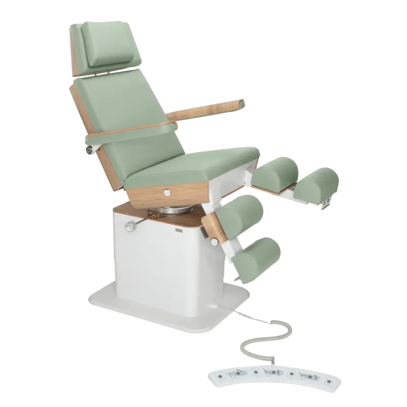 Fauteuil de pédicurie - MOON - Relevage électrique - Filaire - Ruck My Podologie  Sauge-3-moteurs-2-Chêne