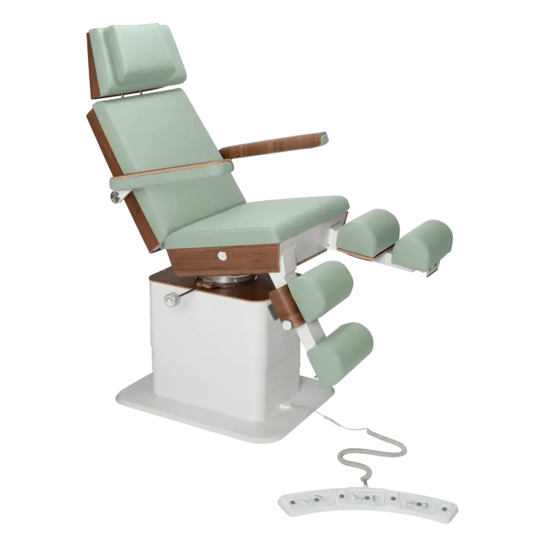 Fauteuil de pédicurie - MOON - Relevage électrique - Filaire - Ruck My Podologie  Sauge-3-moteurs-2-Noyer