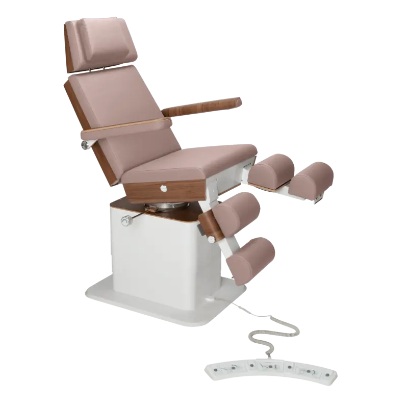 Fauteuil de pédicurie - MOON - Relevage électrique - Filaire - Ruck My Podologie  Taupe-3-moteurs-2-Noyer