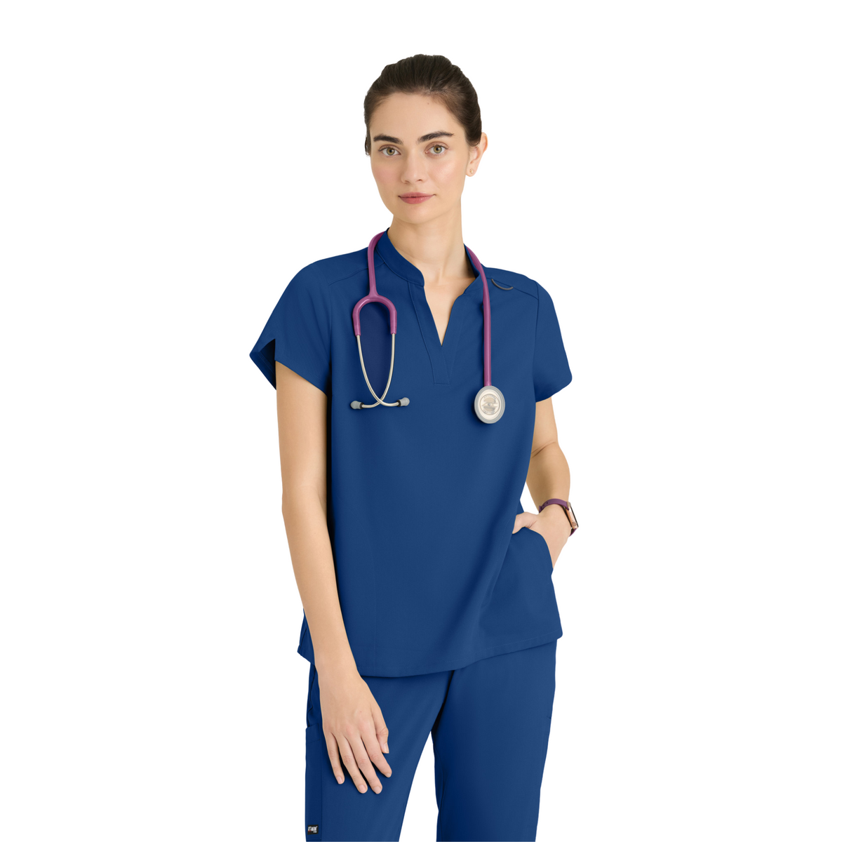 Flora - Tunique col à bande - Femme - Grey’s Anatomy Stretch GREYS ANATOMY STRETCH Bleu Marine / XL