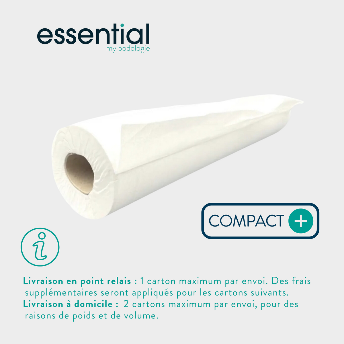6 rouleaux Draps d'examen blancs lisses - Compact - 300 formats - 50 x 30 cm - My Médical