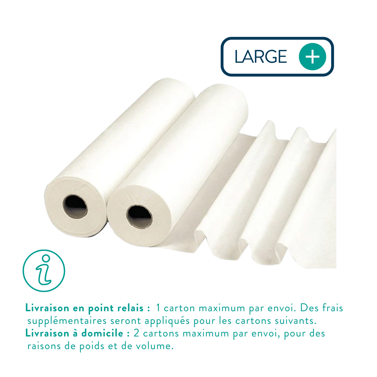 6 rouleaux Draps d'examen Larges blancs lisses - 135 formats - 67 x 38 cm - My Médical