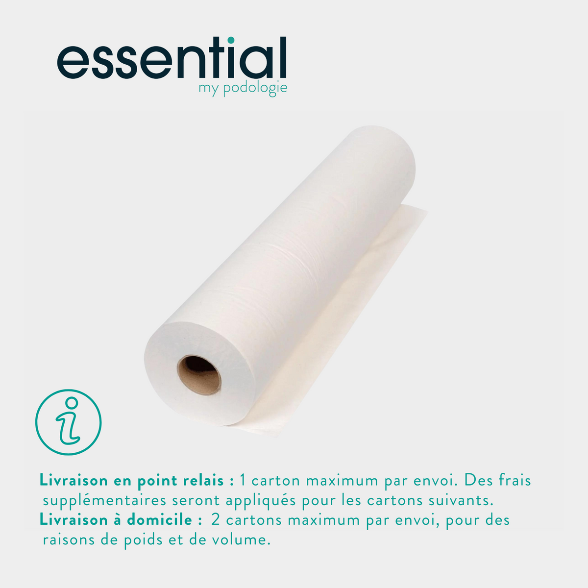 9 rouleaux Draps d'examen blancs lisses - 135 formats - 50 x 35 cm - Essential - My Médical
