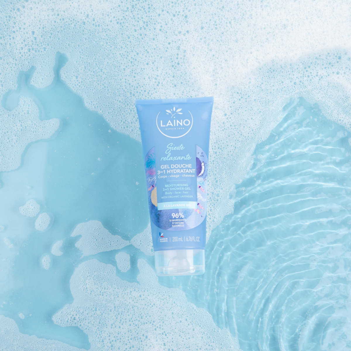 Gel Douche Hydratant - Lavande Bio - 3 en 1 - 200ml - Laino - My Médical