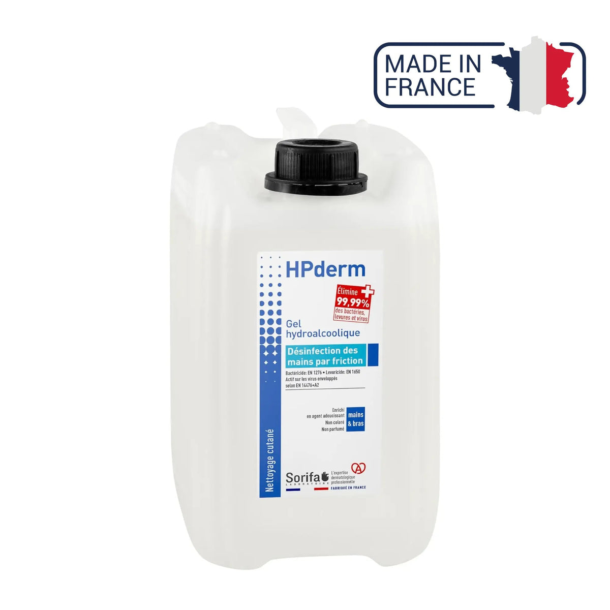 HPderm - Gel hydroalcoolique - Désinfection par friction - plusieurs contenances Laboratoire Sorifa  Bidon 5 L