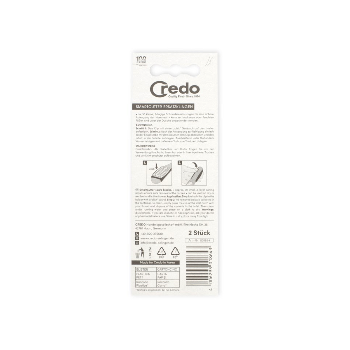 Lot de 2 têtes pour rabots à callosités très pratique - Facile à nettoyer - Credo - My Médical