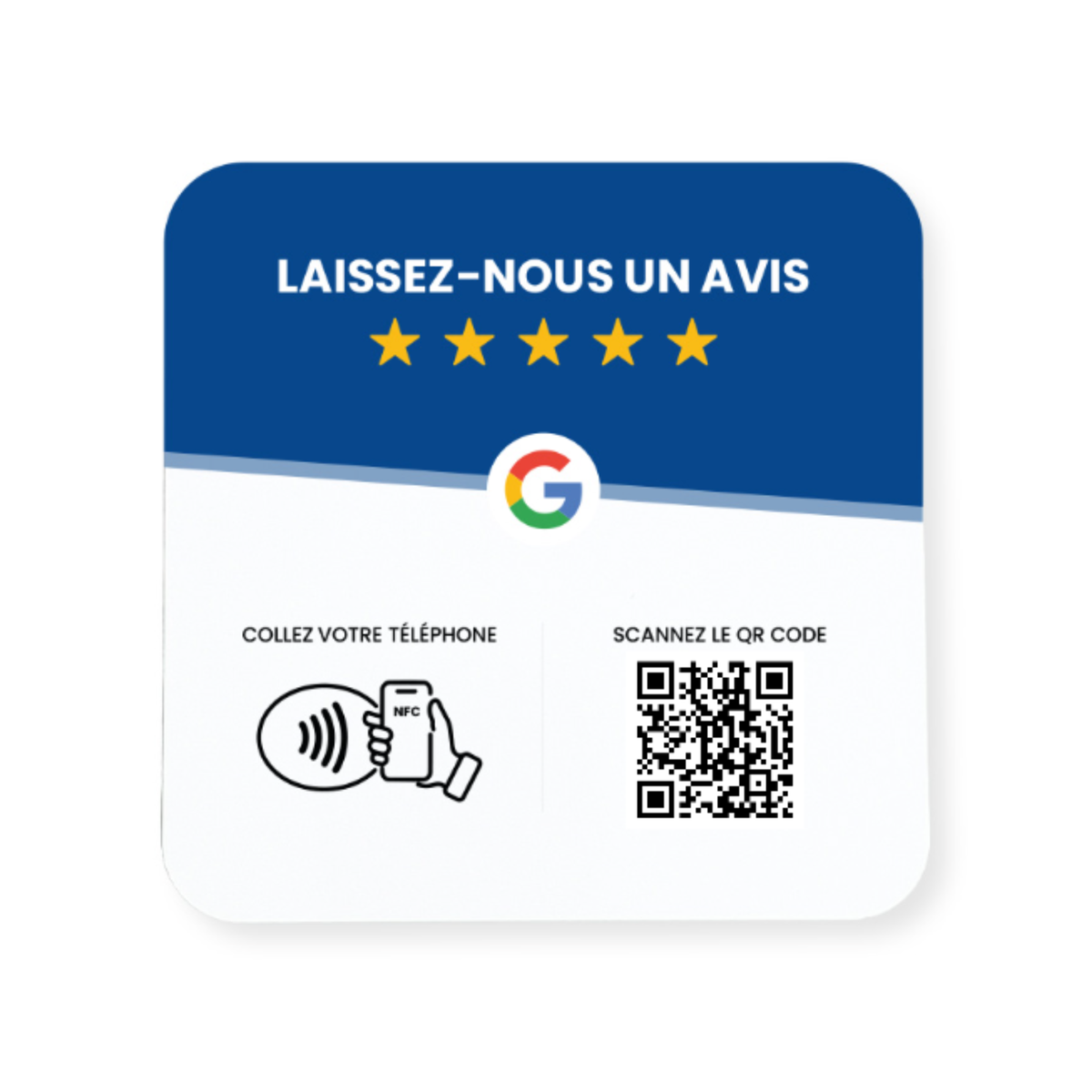 Plaque Avis Google pour professionnels de santé - QR Code & NFC