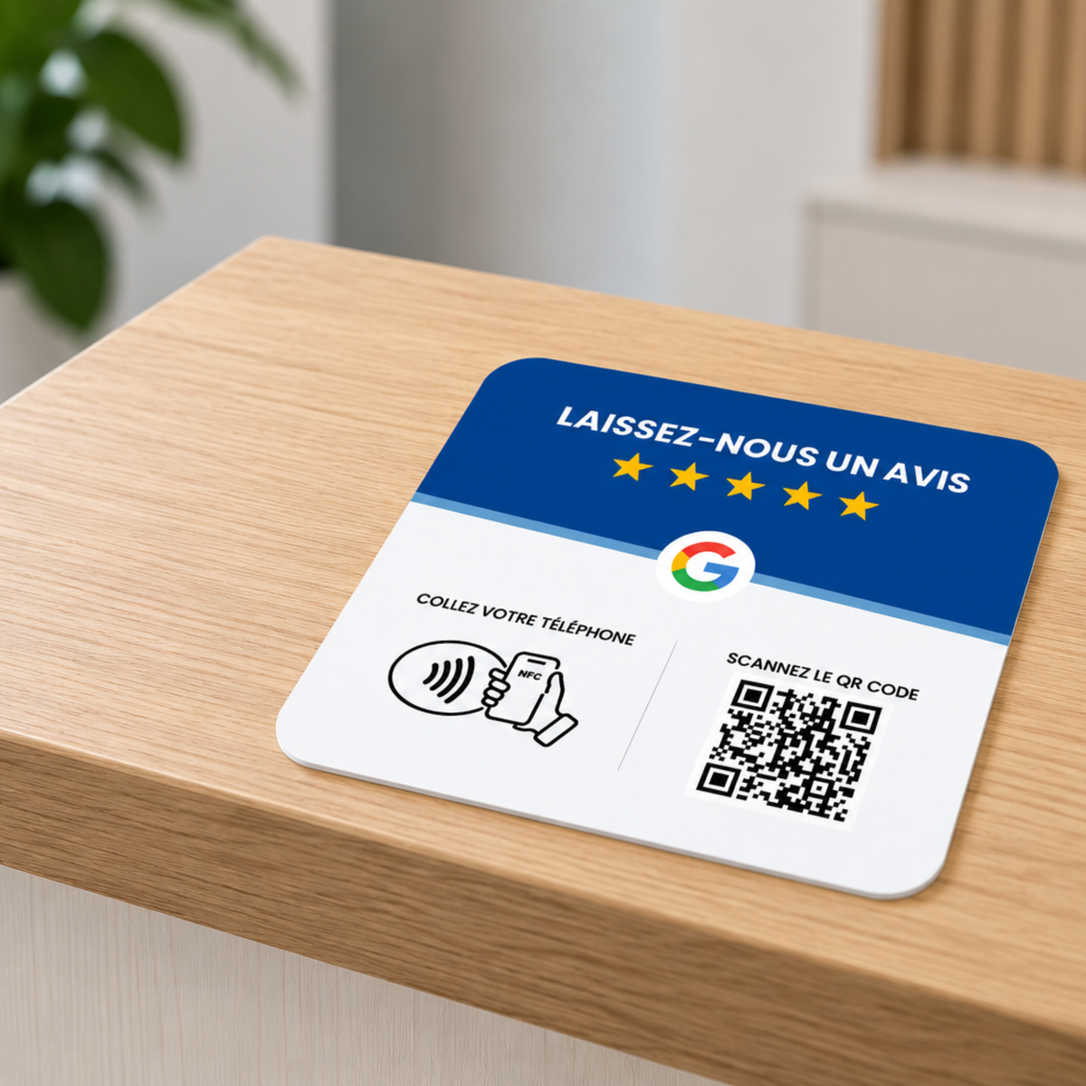 Plaque Avis Google pour professionnels de santé - QR Code & NFC