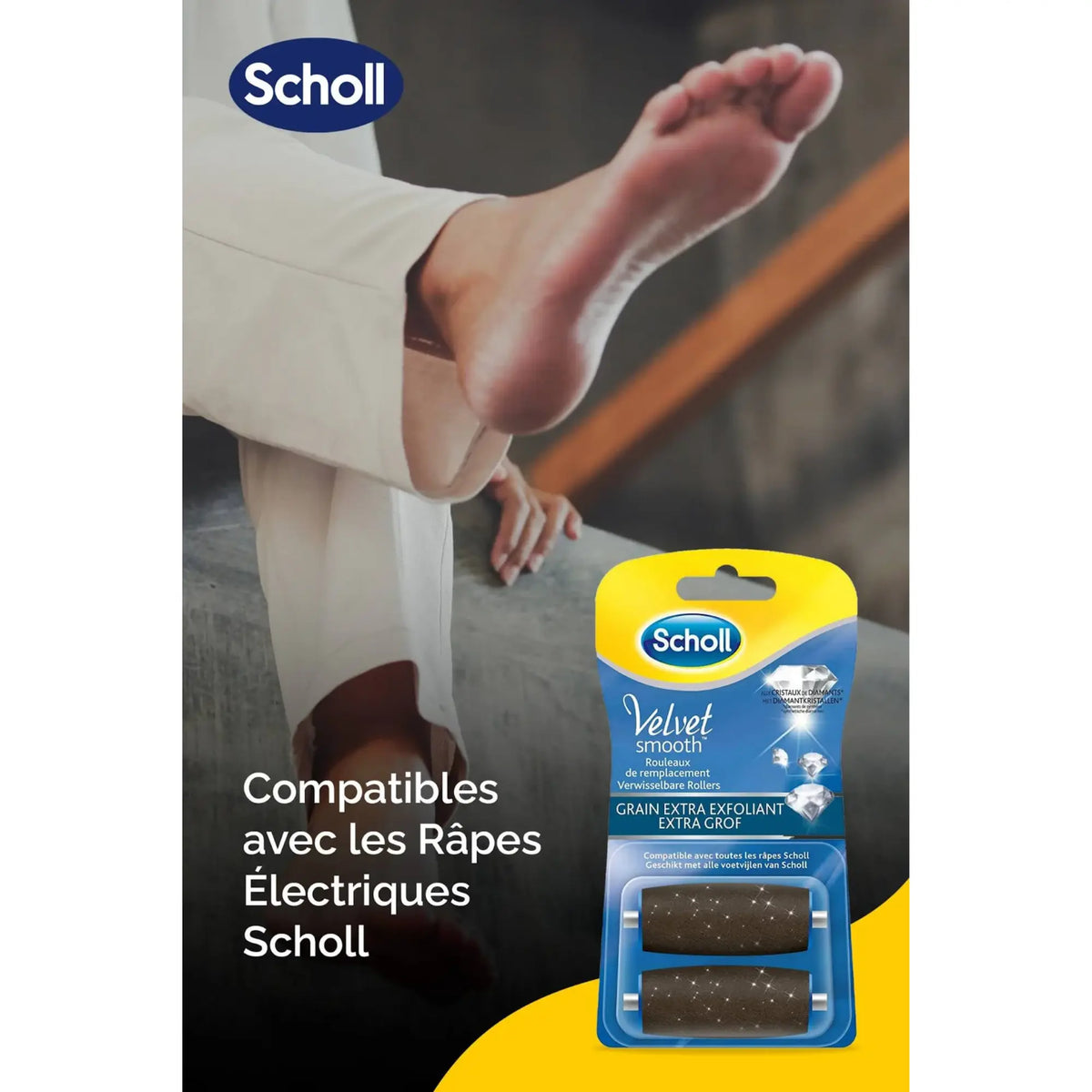 Recharge Rouleau Grain Extra-Exfoliant - Râpe de Pédicurie Électrique - Velvet Smooth - Scholl - My Médical