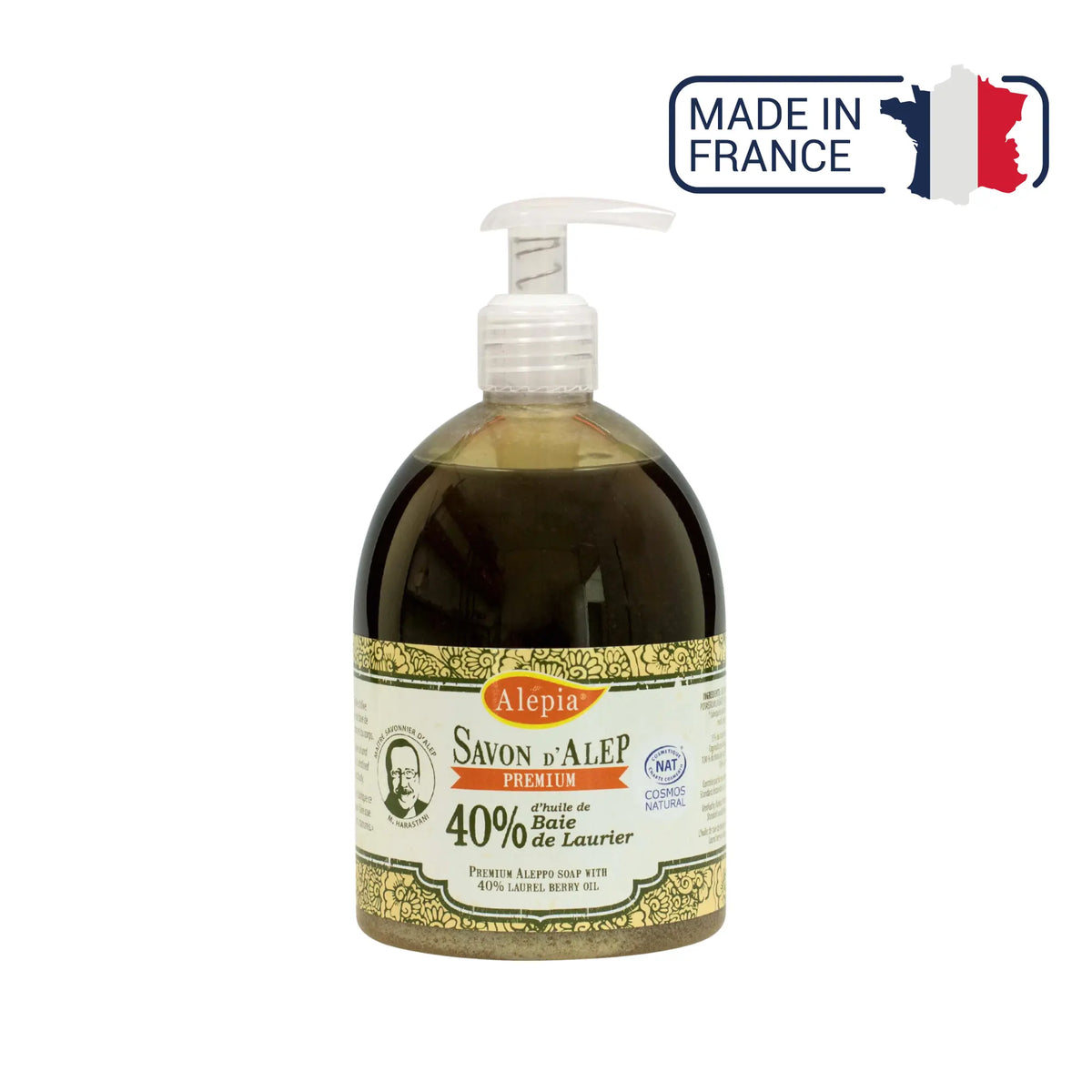 Savon liquide d'Alep Premium 40% de Laurier 500ml - Alépia - My Médical