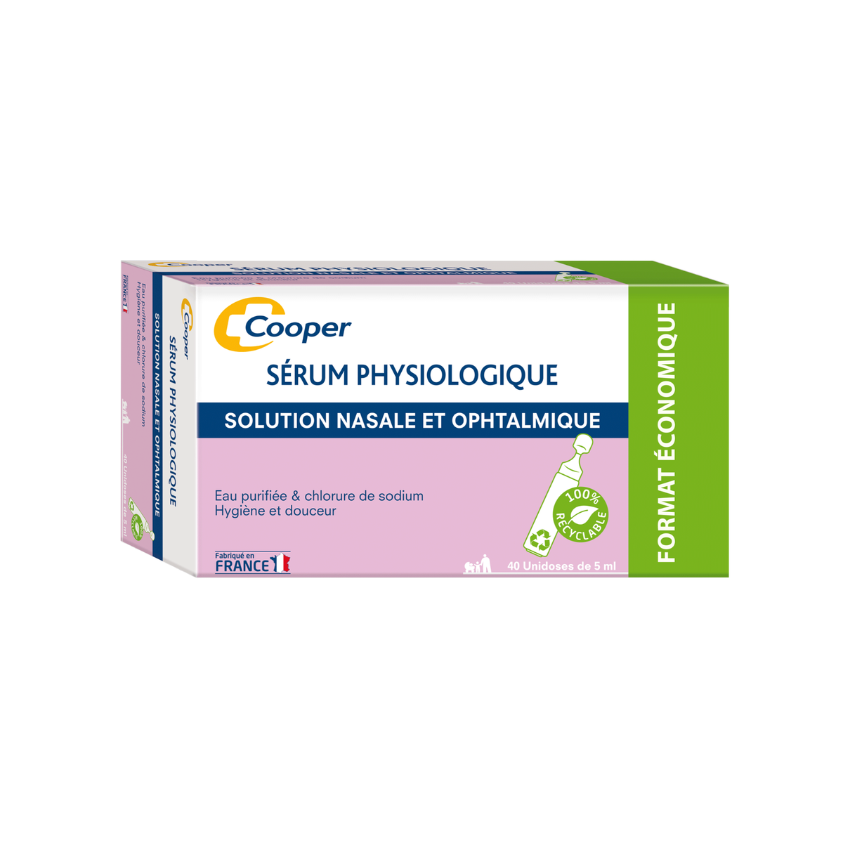 Serum physiologique - Boite de 40 uninodoses de 5ml - Cooper - My Médical