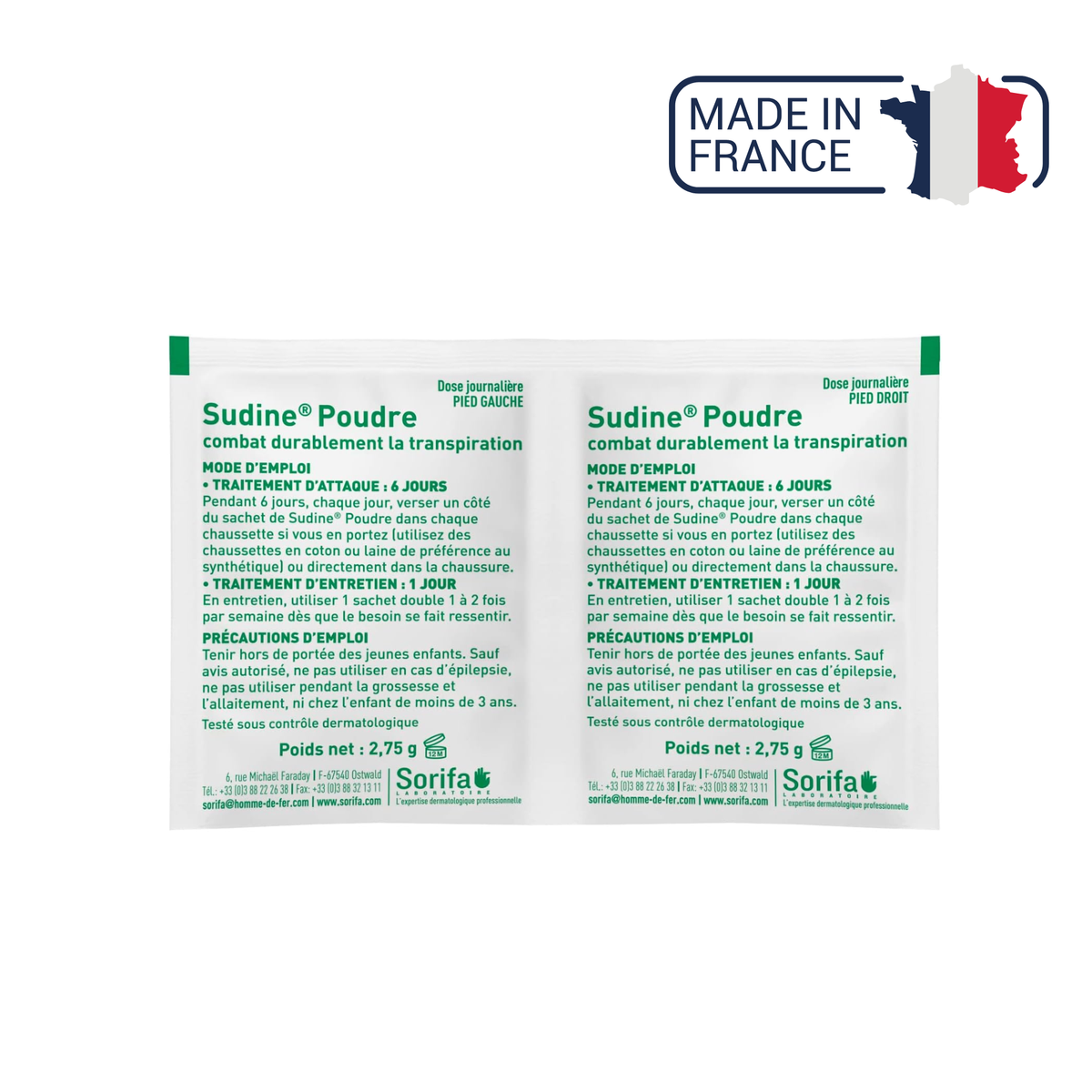Sudine - Poudre traitement anti-transpirant pour les pieds - My Médical