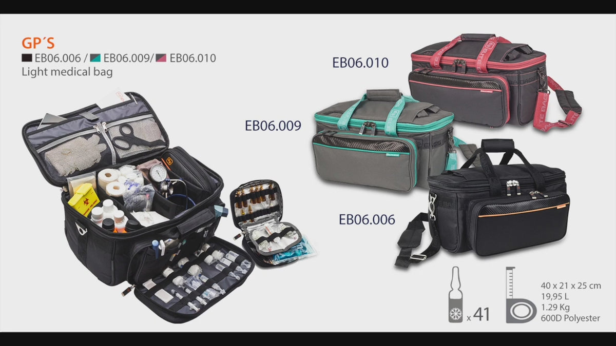 Charger la vidéo : Mallette de podologie Elite GP - Gris / Turquoise - Elite bags