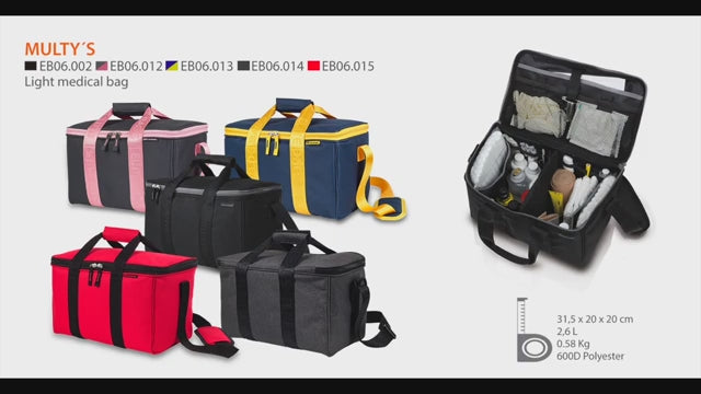 Charger la vidéo : Mallette médicale MULTY - Grise / Bandoulière Rose - Elite bags