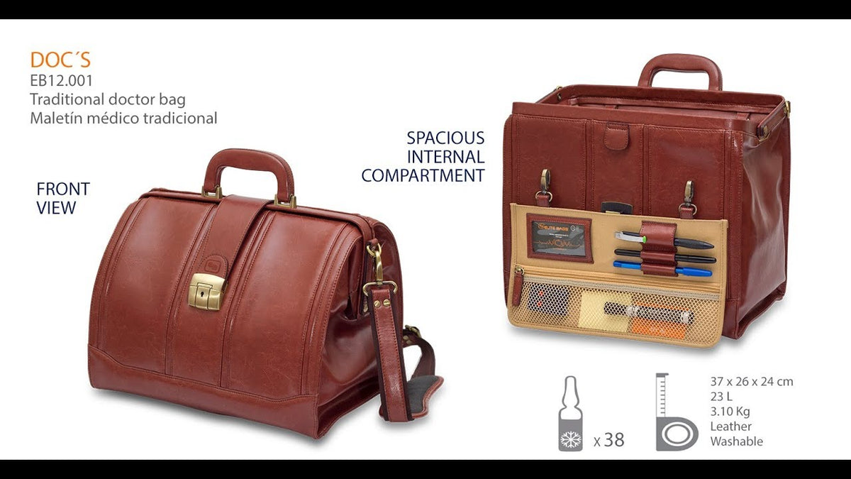 Load video: DOC Traditional Home Briefcase - Brown Leather
