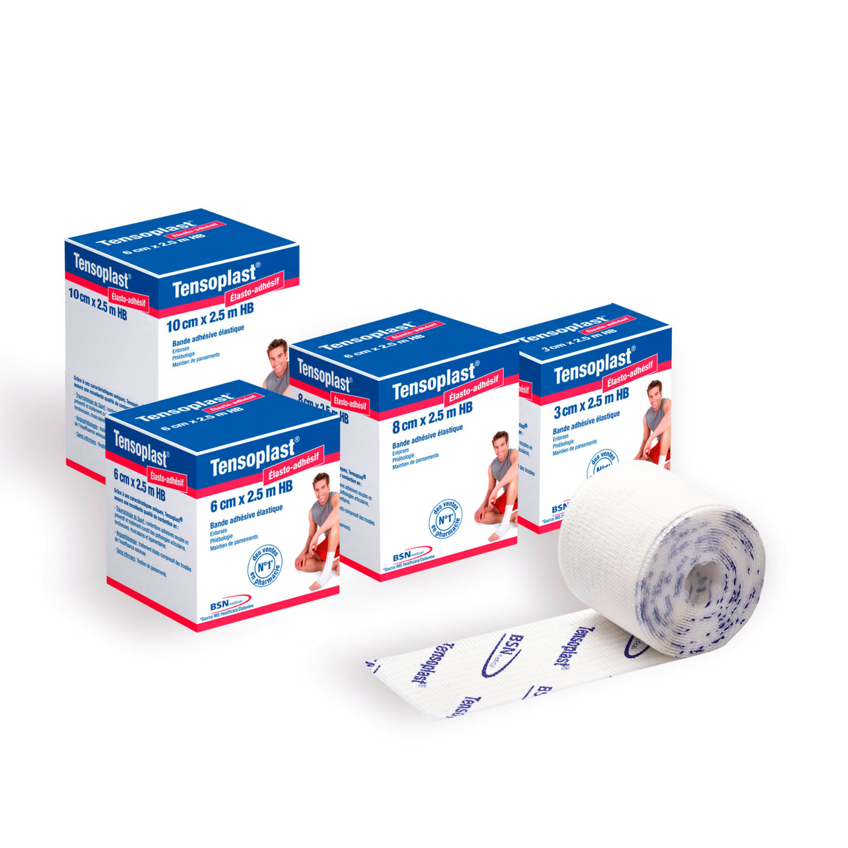 Bande adhésive élastique TENSOPLAST Blanc - 6 dimensions - BSN Medical - My Médical
